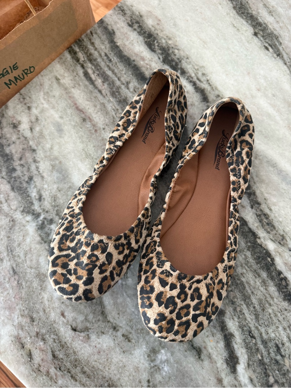 Lucky Brand Leopard Print Ballet Flats - Tan/Black